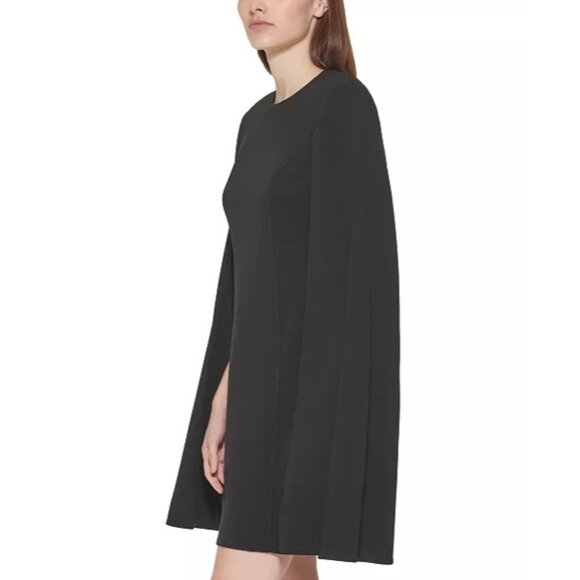 Calvin Klein Sleeveless Cape Sheath Dress Black 14W NEW - Picture 2 of 9